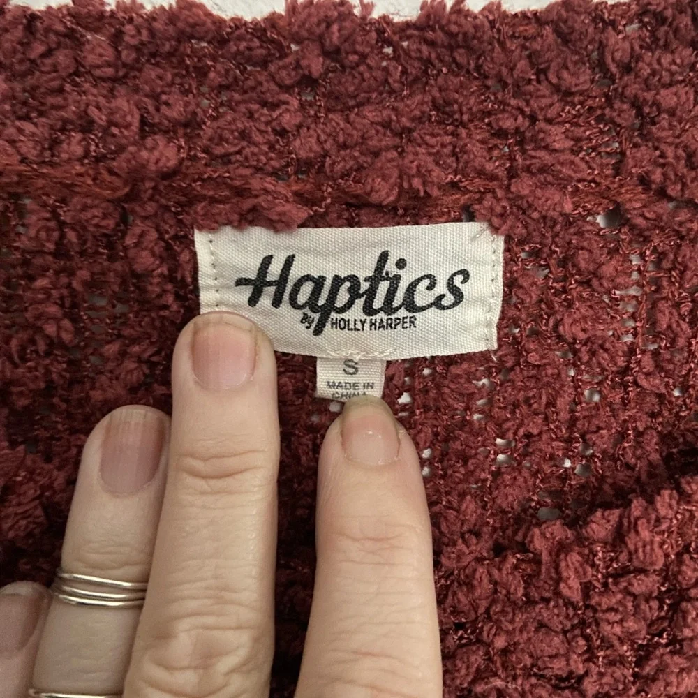 RARE Haptics by Holly Harper chunky knit boxy sweater in rust/brick orange/red
